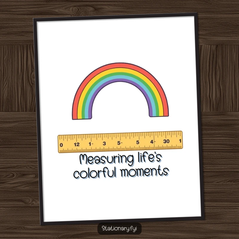 Funny Free Printable Wall Art: A playful ruler measures a vibrant rainbow arc, creating an artistic and humorous downloadable decor piece.