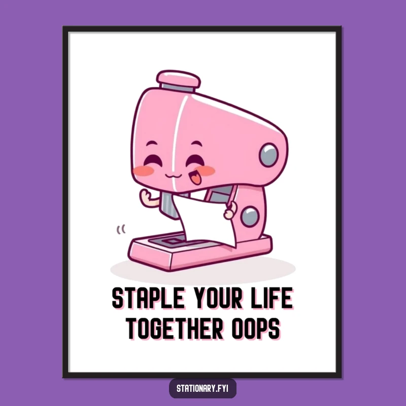 Funny Free Printable Wall Art: Giddy Stapler Zapping Paper, Downloadable Decor