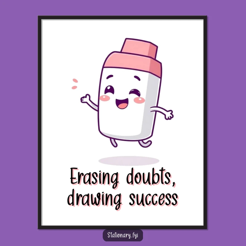 Funny Free Printable Wall Art: Giggling Eraser Bouncing Playfully Downloadable Decor