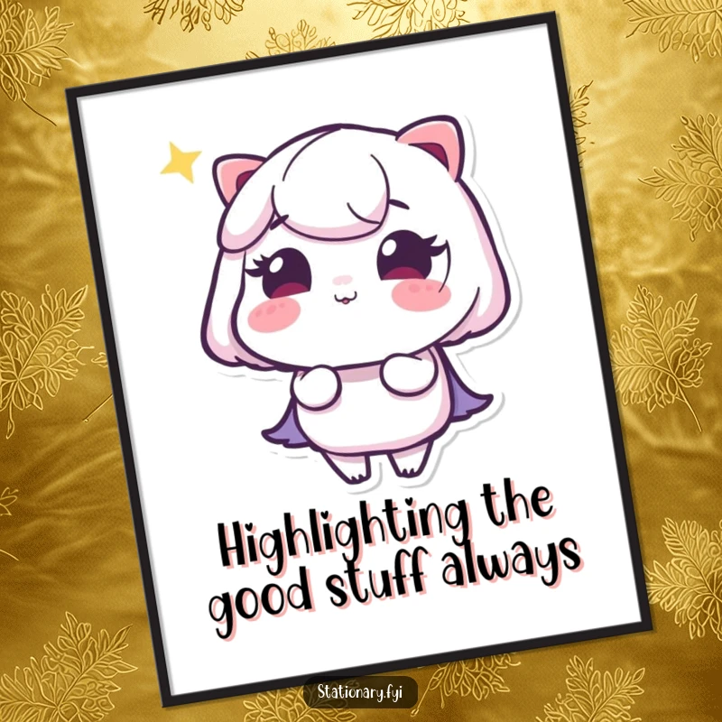 Funny Free Printable Wall Art: A winking highlighter drawing a brilliantly glowing line, infusing any room with cheerful, radiant humor.