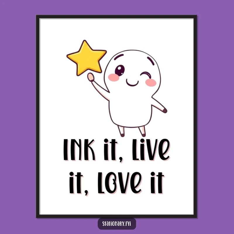Free Printable Pen Star Wall Art: Funny Downloadable Decor Gift