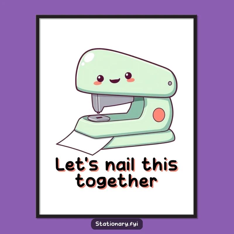 Free Printable Wall Art: Delighted Stapler - Funny Downloadable Decor