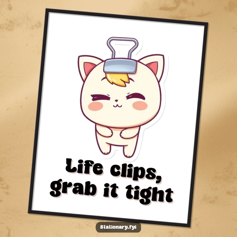 Funny Free Printable Binder Clip Wall Art: Mischievous character winking playfully. Downloadable.