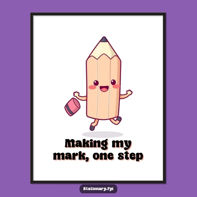 Free Printable Kawaii Pencil Skipping Wall Art - Funny Downloadable Decor