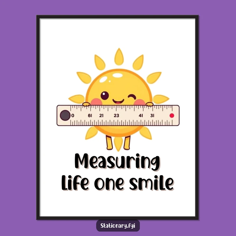 Free Printable Kawaii Ruler Measuring Sun Wall Art - Funny Downloadable Decor