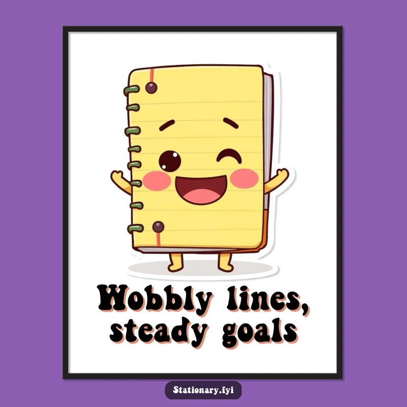 Funny Free Printable Wall Art: Wobbly Notebook Big Smile Downloadable Decor