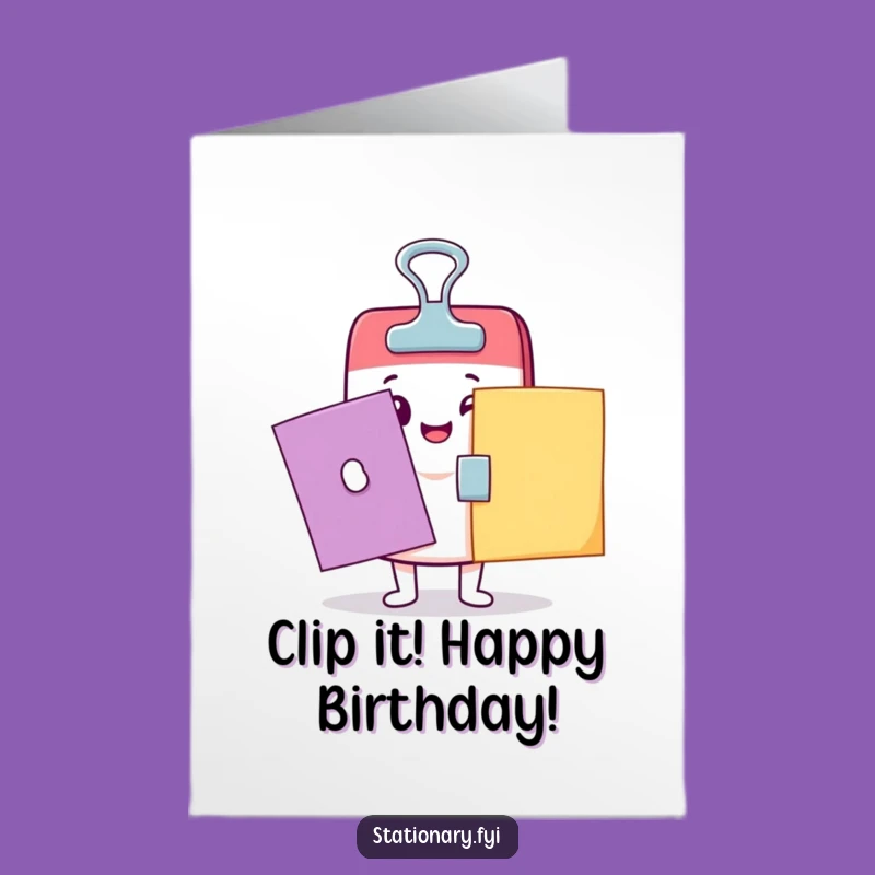 Funny Free Printable Kawaii Binder Clip Birthday Card - Perfect Downloadable Gift!