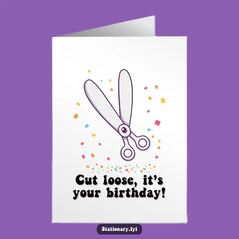 Free Printable Birthday Card: Giggle Scissors' Confetti - Funny Downloadable Gift