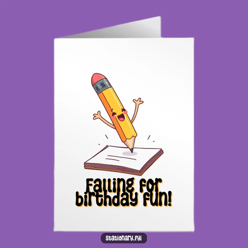 Free Printable Birthday Card: Falling Pencil Chaos - Funny Downloadable Gift