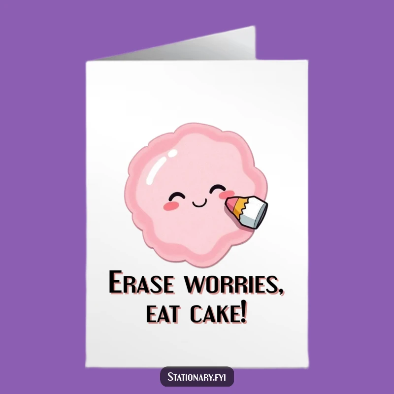 Free Printable Birthday Card: Eraser's Silly Smudge - Funny Downloadable Gift