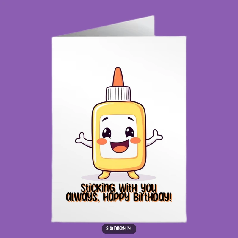 Free Printable Birthday Card: Grinning Glue Bottle Wobble Funny DIY Gift