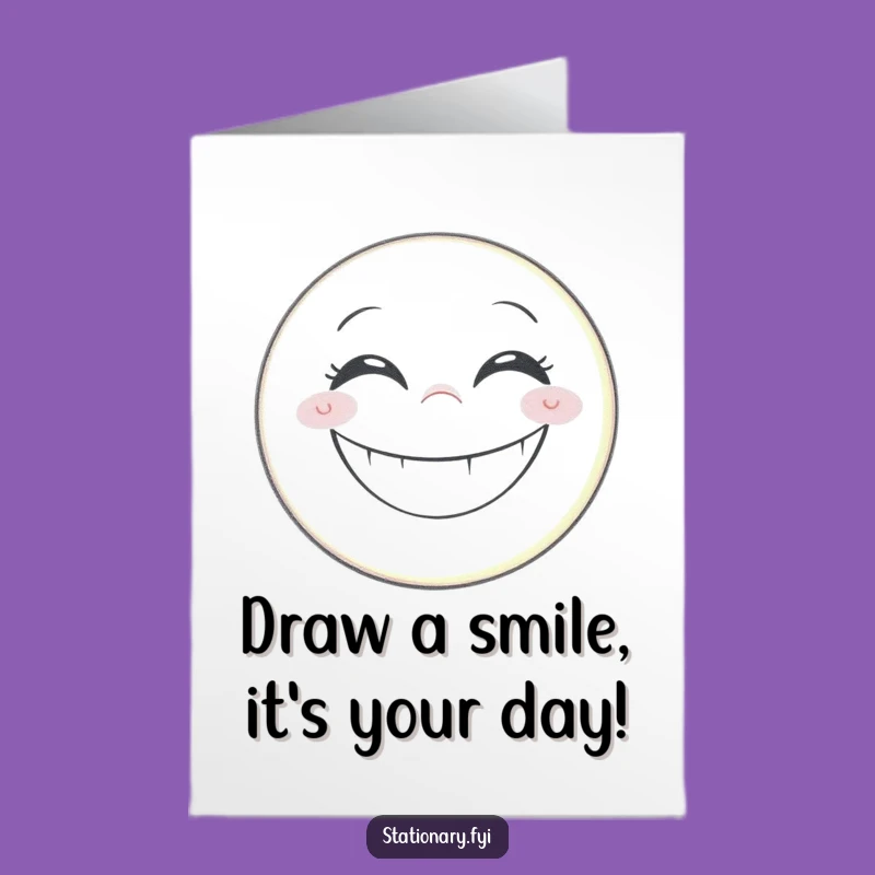 Free Printable Birthday Card: Grinning Pencil's Smiley Face Funny Downloadable Gift