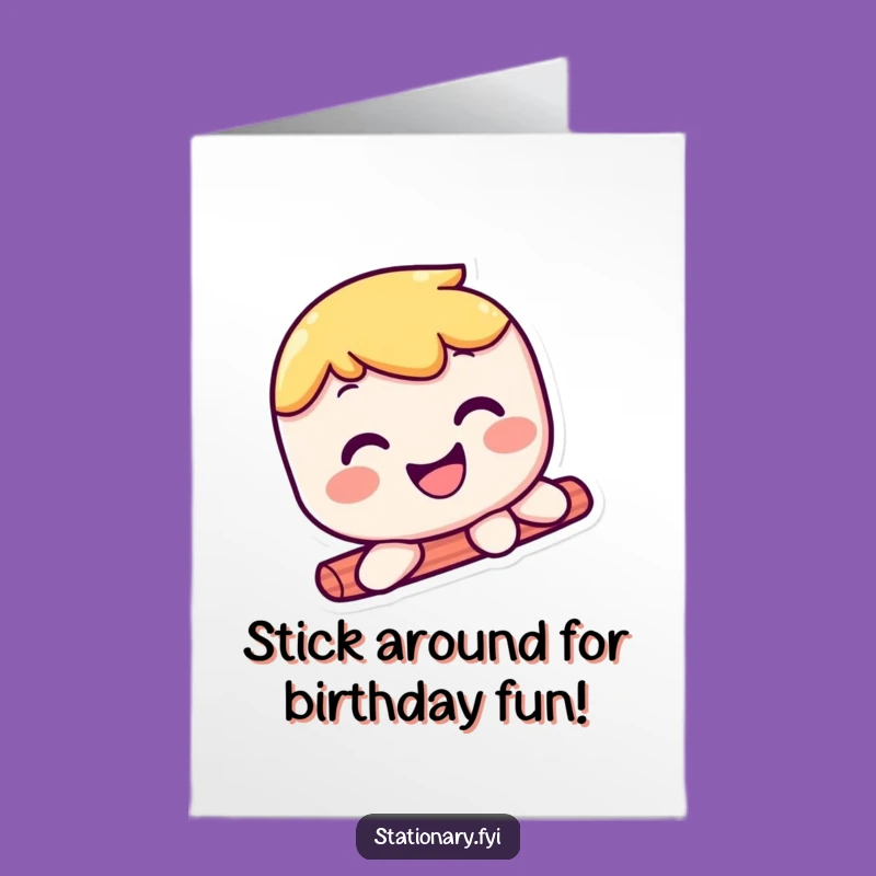 Free Printable Funny Birthday Card: Kawaii Glue Stick Slide, Smooth Downloadable Gift