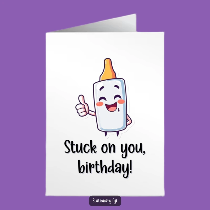 Free Printable Glue Stick Birthday Card: Funny Giggling Thumbs Up Gift