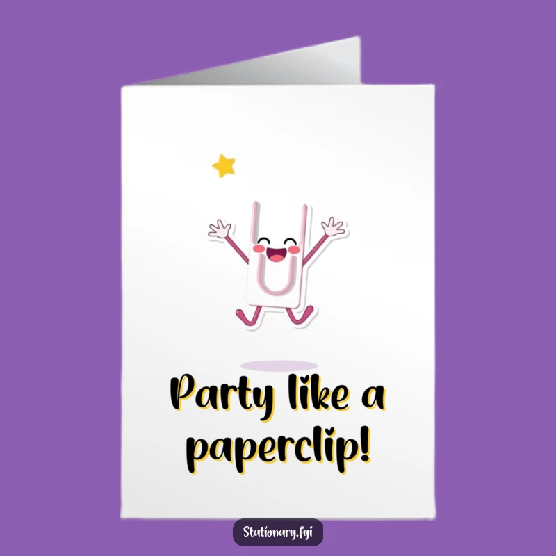 Free Printable Paperclip Birthday Card: Funny Jump for Joy Downloadable Gift