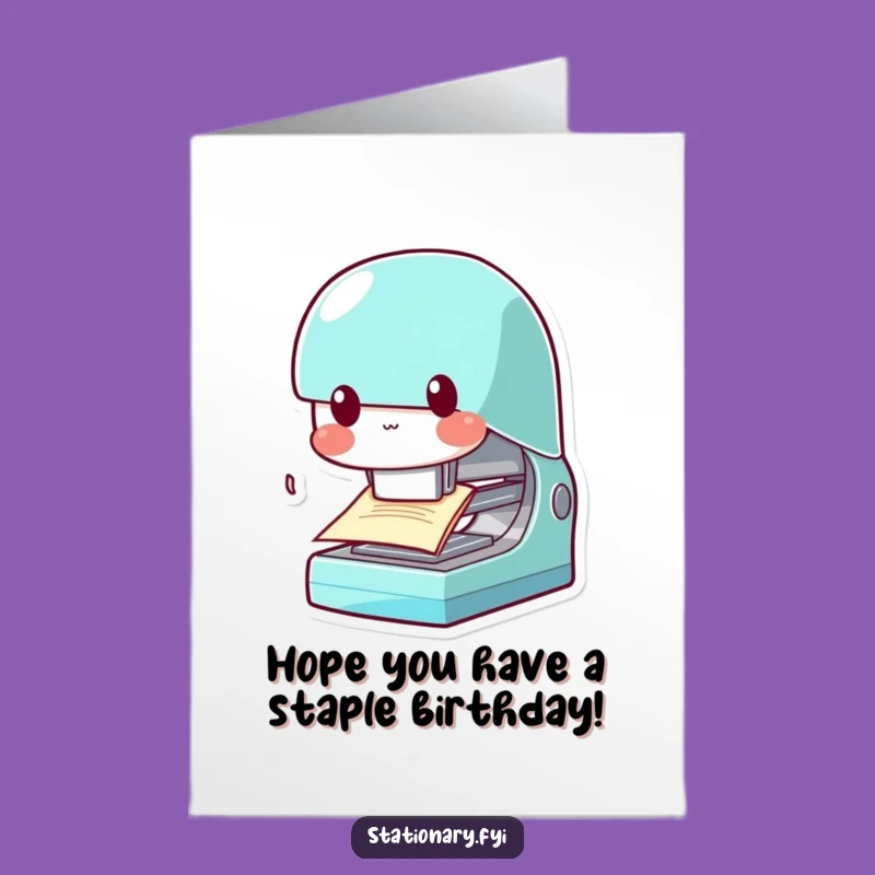 Free Printable Birthday Card: Mischievous Stapler for a Funny, Bite-Sized DIY Surprise