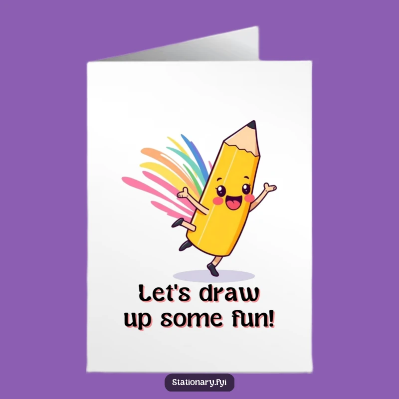 Free Printable Pencil Birthday Card: Cartwheeling Fun Downloadable Gift