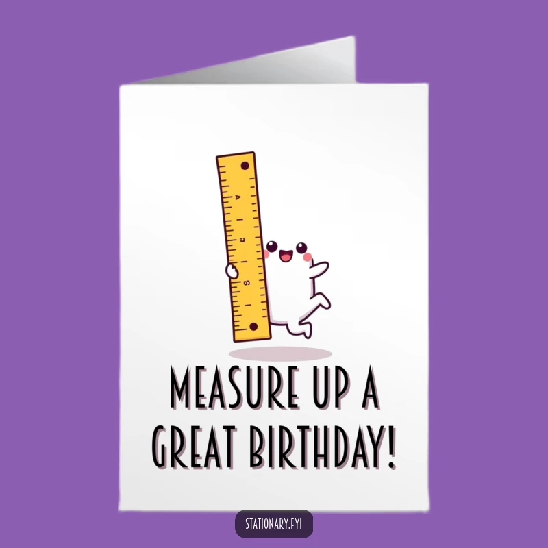 Free Printable Funny Birthday Card: Kawaii Ruler Cartwheel, Energetic Downloadable Gift