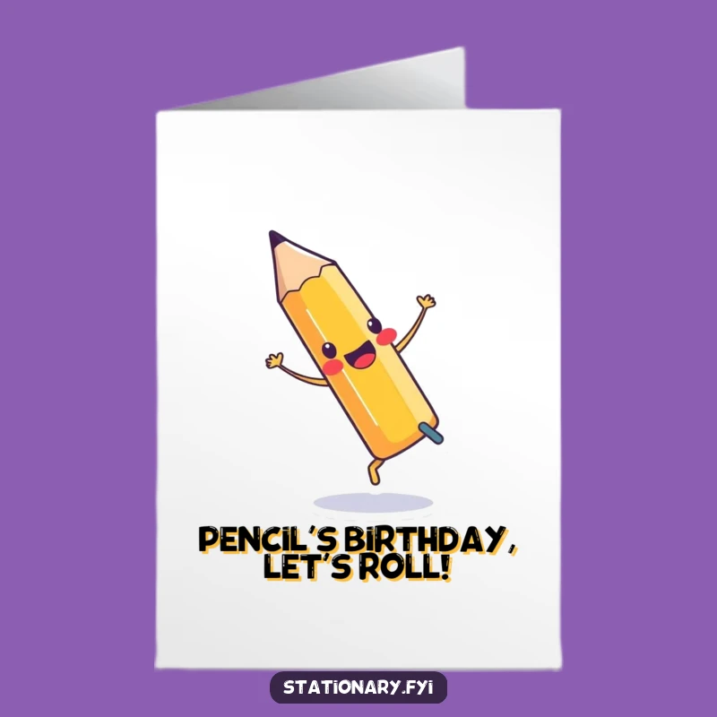 Free Printable Funny Birthday Card: Happy Pencil Cartwheel - Hilarious Downloadable Gift