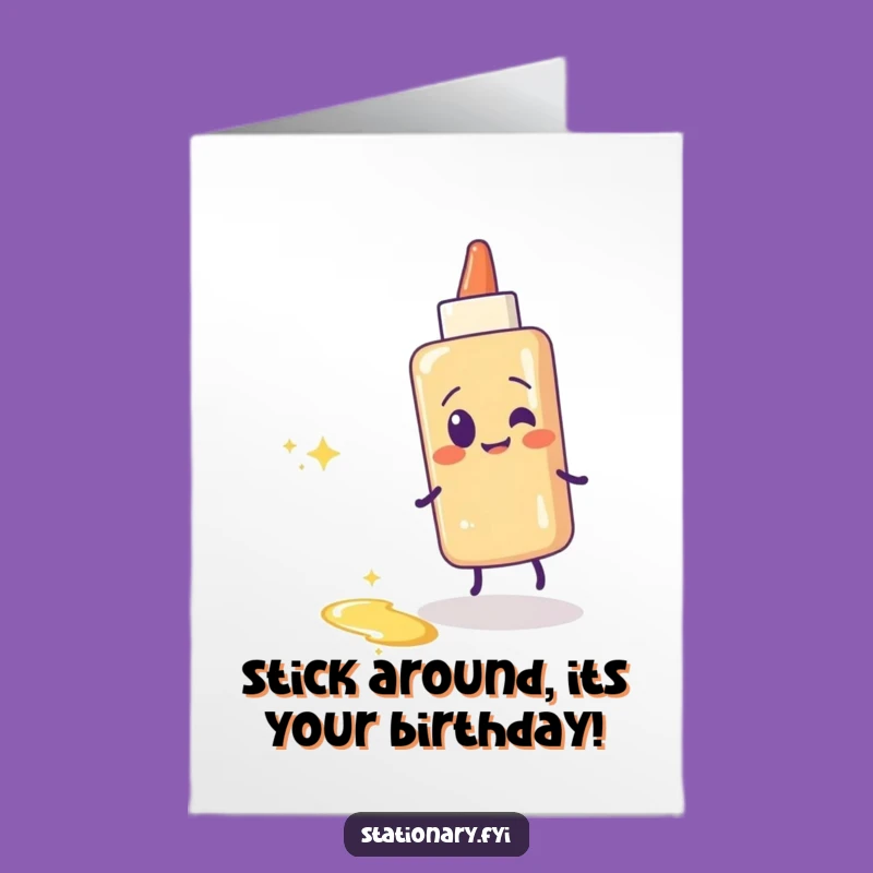 Free Printable Glue Stick Birthday Card: Sparkling Trail Humor, Funny Downloadable Gift