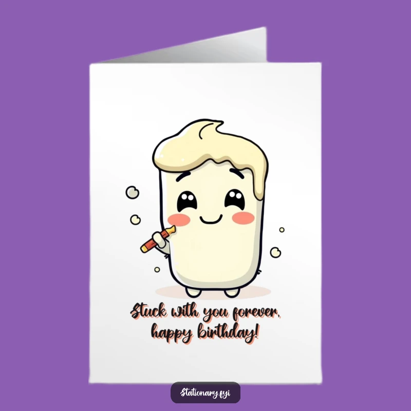 Free Printable Kawaii Glue Stick Birthday Card - Funny Smear Downloadable Gift