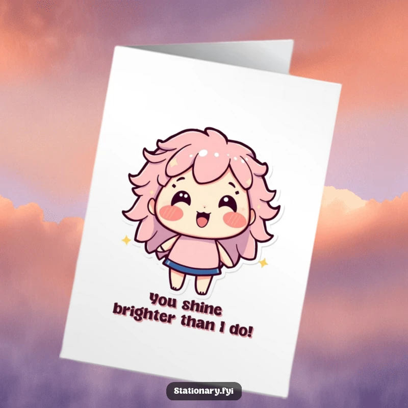 Funny Free Printable Birthday Card featuring a beaming highlighter character shining its bright, cheerful light, perfect for a DIY gift.