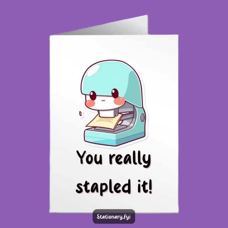 Free Printable Congrats Card: Playful Stapler for a Quirky, Funny Downloadable Message