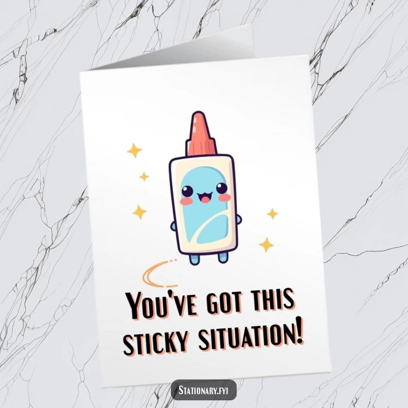 Free Printable Congratulations Card: A playful glue stick creating a dazzling, sparkly trail for success.