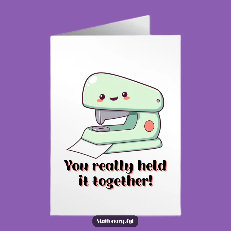 Free Printable Congrats Card: Stapler Fastens Success - Funny Downloadable Greeting