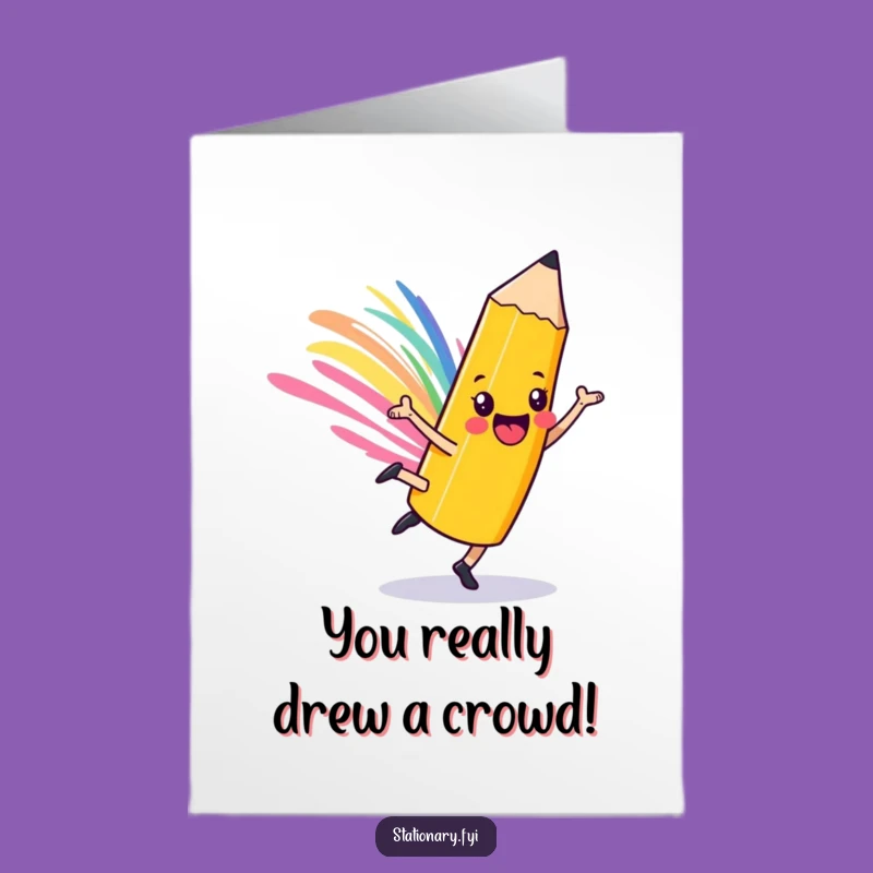Free Printable Pencil Congrats Card: Cartwheeling Artist Downloadable Gift