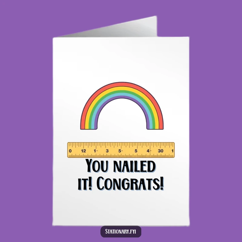 Free Printable Ruler Rainbow Congrats Card: Playful Humor Downloadable Greeting
