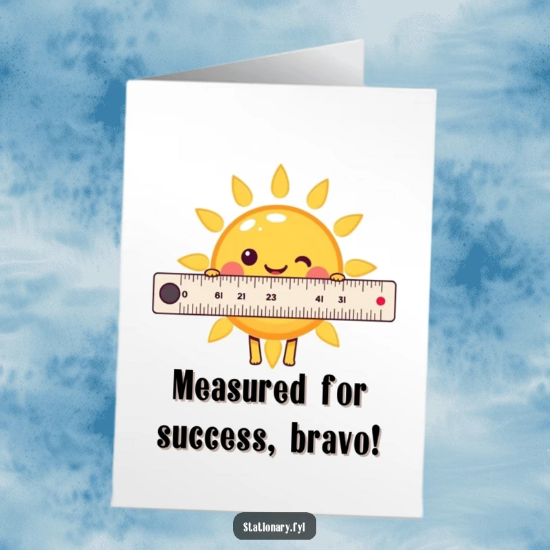 Funny Free Printable Congrats Card: A Kawaii ruler measures the sunny joy of your amazing accomplishment. Print your cheers!