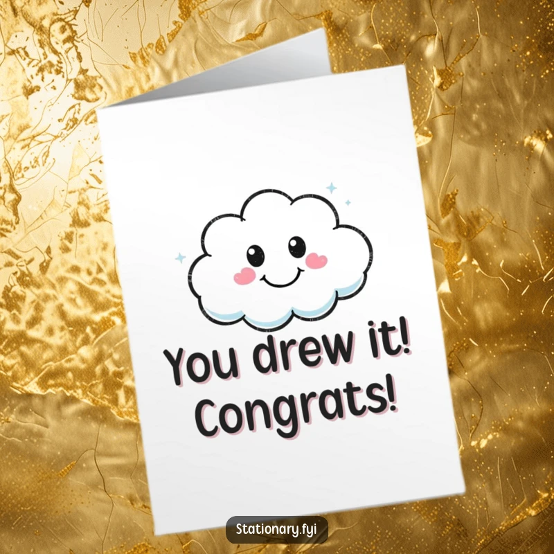 Funny Free Printable Kawaii marker character drawing a smiley cloud, perfect for congratulations and bright celebrations.