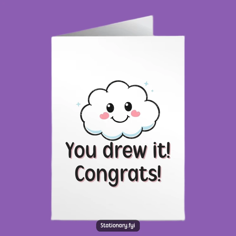 Kawaii Marker Free Printable Congratulations Card - Cloud Drawing, Downloadable Joy!