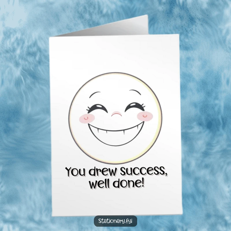 Funny Free Printable Congratulations Card: A grinning pencil creates a massive smiley face, symbolizing pure happiness and success.