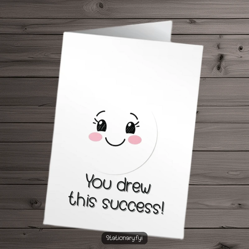 Funny Free Printable Congratulations Card: Happy marker doodle drawing a smiley face, celebrating success with humor.