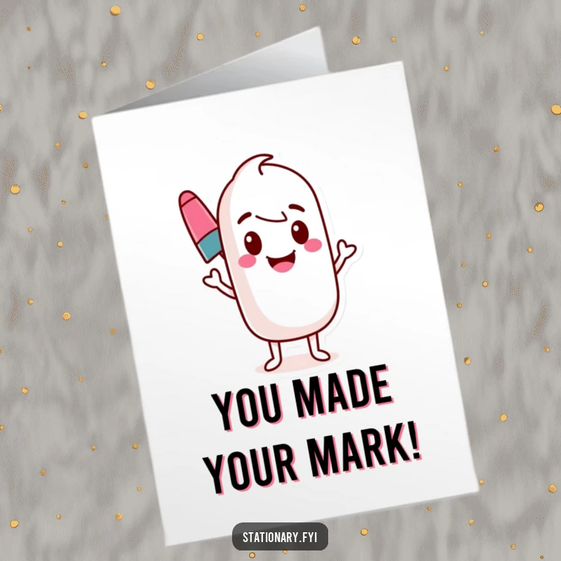 Funny Free Printable Marker Congratulations Card: Bouncing marker draws a vibrant wavy line, celebrating achievement.