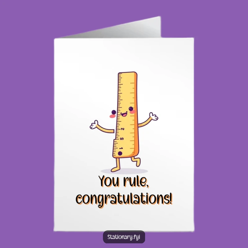 Free Printable Congrats Card: Happy Dancing Ruler Funny Achievement Downloadable