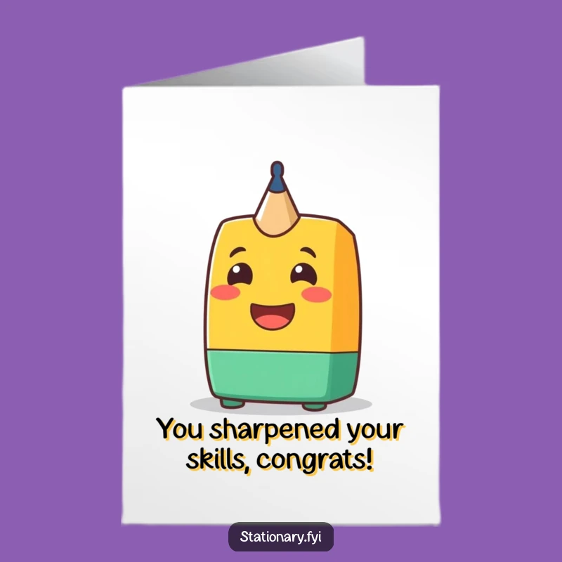 Free Printable Congrats Card: Cheerful Sharpener Grin Funny Achievement Downloadable