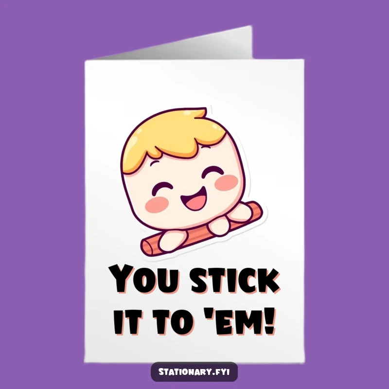 Free Printable Congrats Card: Kawaii Glue Stick Slide, Slick Downloadable