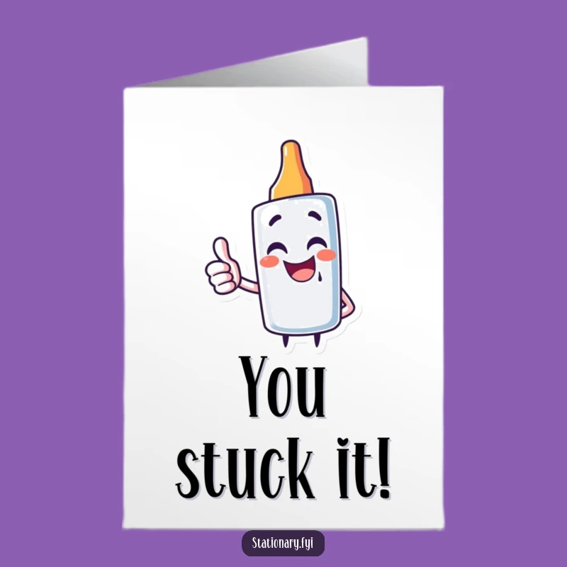 Free Printable Glue Stick Congrats Card: Funny Giggling Thumbs Up Gift