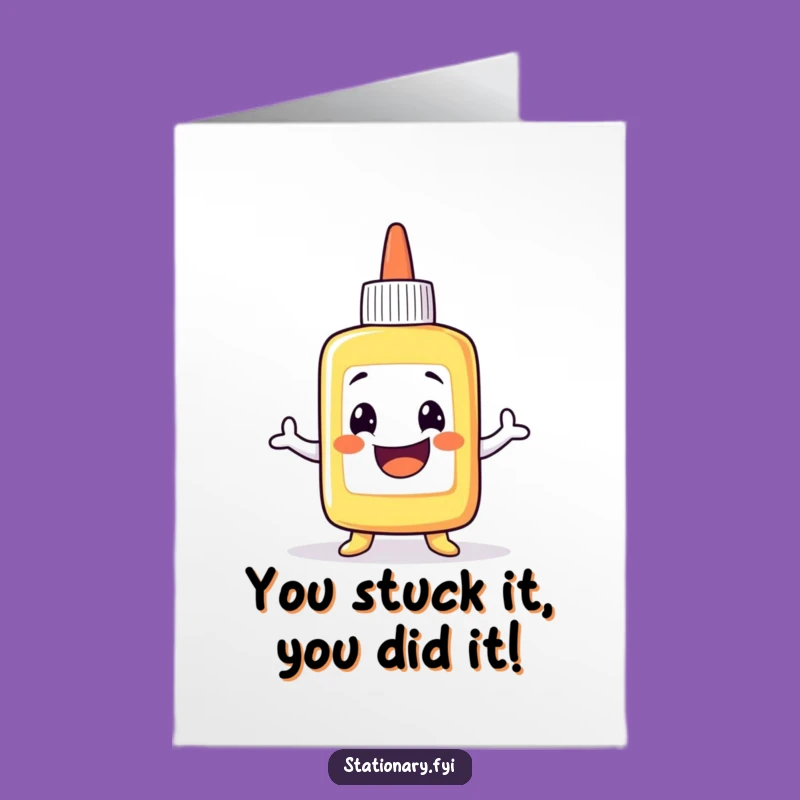 Free Printable Congrats Card: Wobbling Glue Bottle Funny Achievement Downloadable