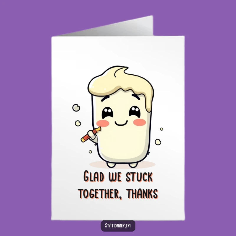 Free Printable Kawaii Glue Stick Thank You Card - Funny Smear Downloadable Gift