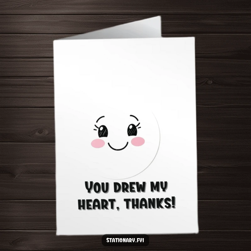 Funny Free Printable Thank You Card: Cheerful marker character drawing a smile, perfect for a DIY heartfelt message.