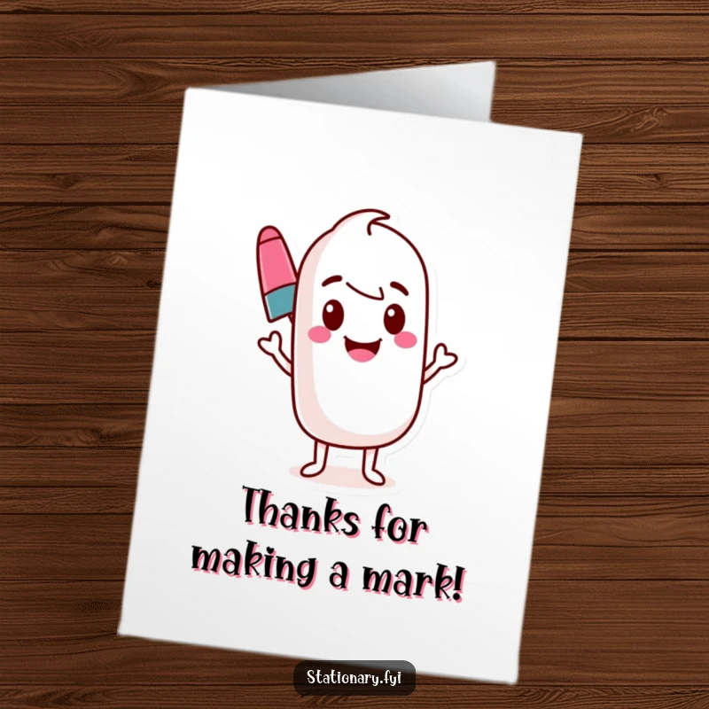 Funny Free Printable Marker Thank You Card: Bouncing marker leaves a vibrant wavy line, expressing thanks.