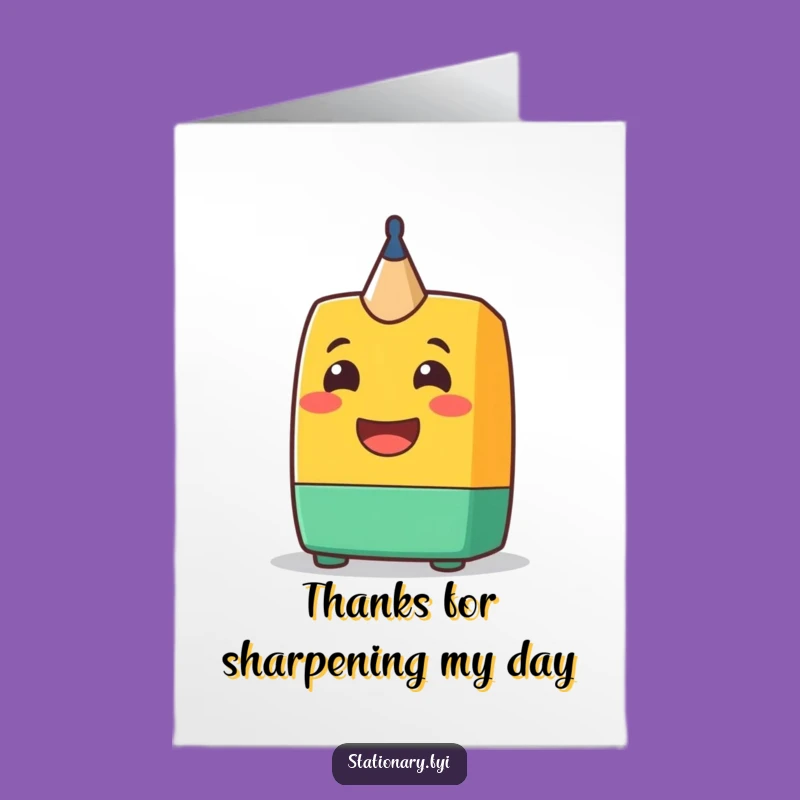Free Printable Thank You Card: Cheerful Sharpener Grin Expressing Thanks