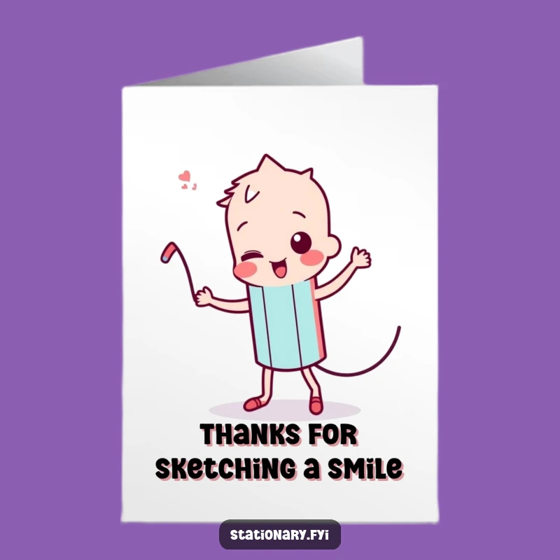 Free Printable Thank You Card: Dancing Pencil for a Quirky, Funny Appreciation