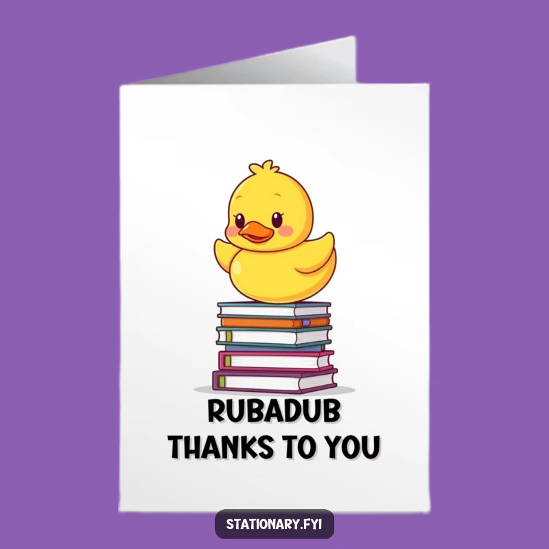 Free Printable Thank You Card: Duck on Books, Humorous Gratitude Downloadable