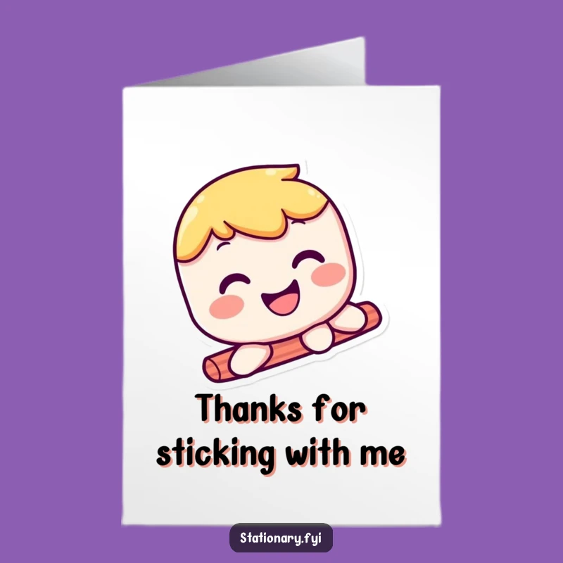 Free Printable Thank You Card: Kawaii Glue Stick Slide, Adhesive Downloadable