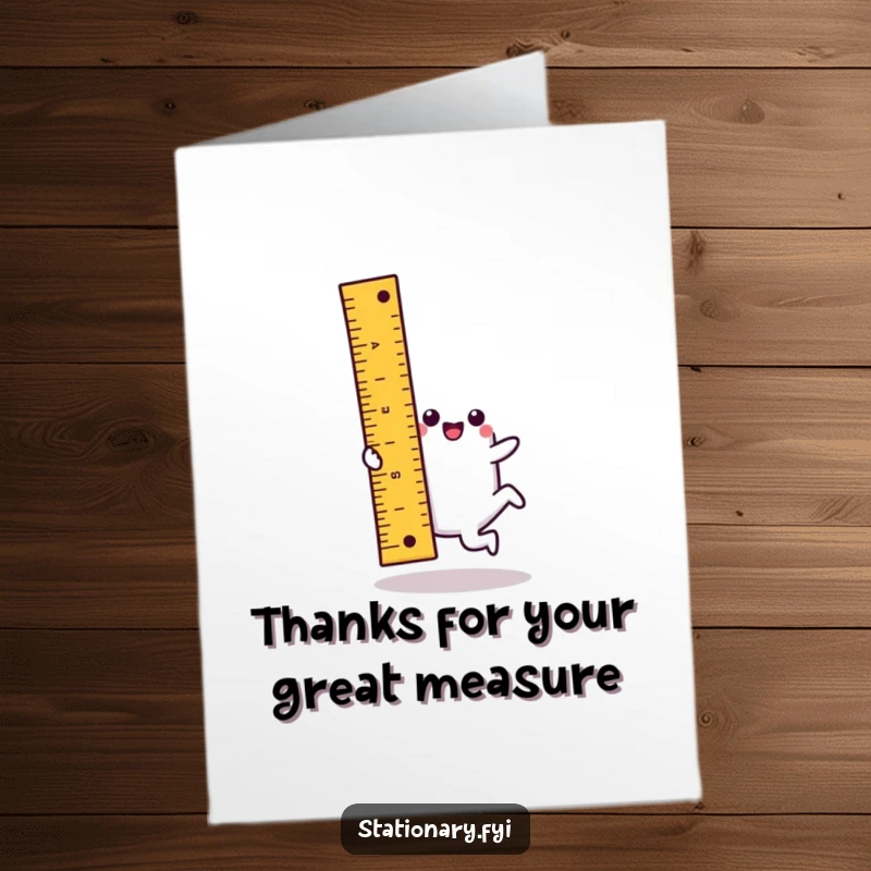 Free Printable Thank You Card: A kawaii ruler character performs a fun cartwheel, a straight-up awesome way to say thank you.